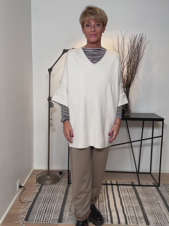 Baghuset Beige Strik 3/4-Knap Detalje EH