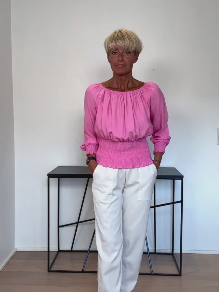 Baghuset Elastik Bluse LS Pink O