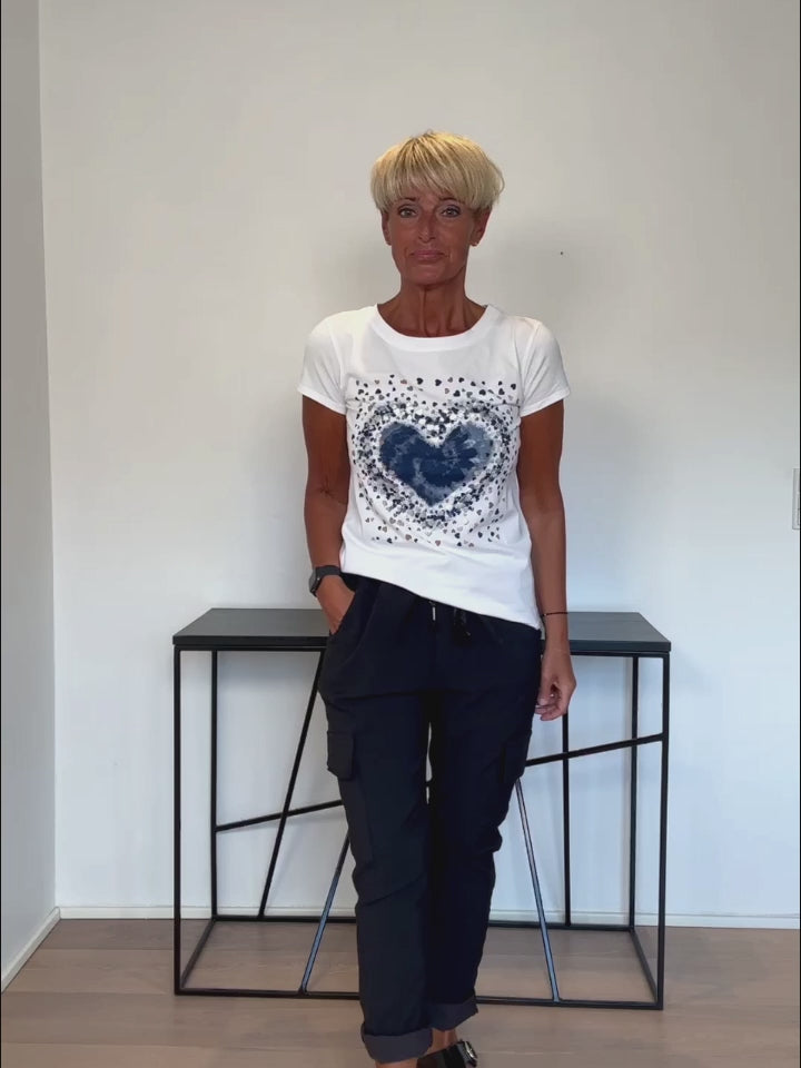 Baghuset T-Shirt Hjerte Print Blå O