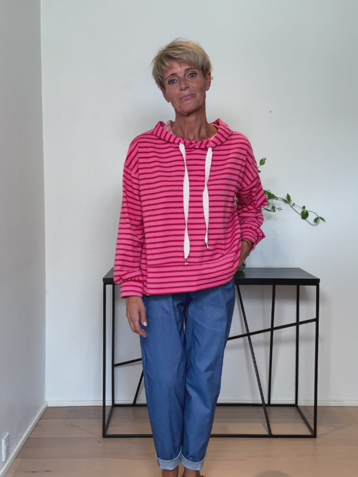 Baghuset Stribet Hætte Sweat Shirt S