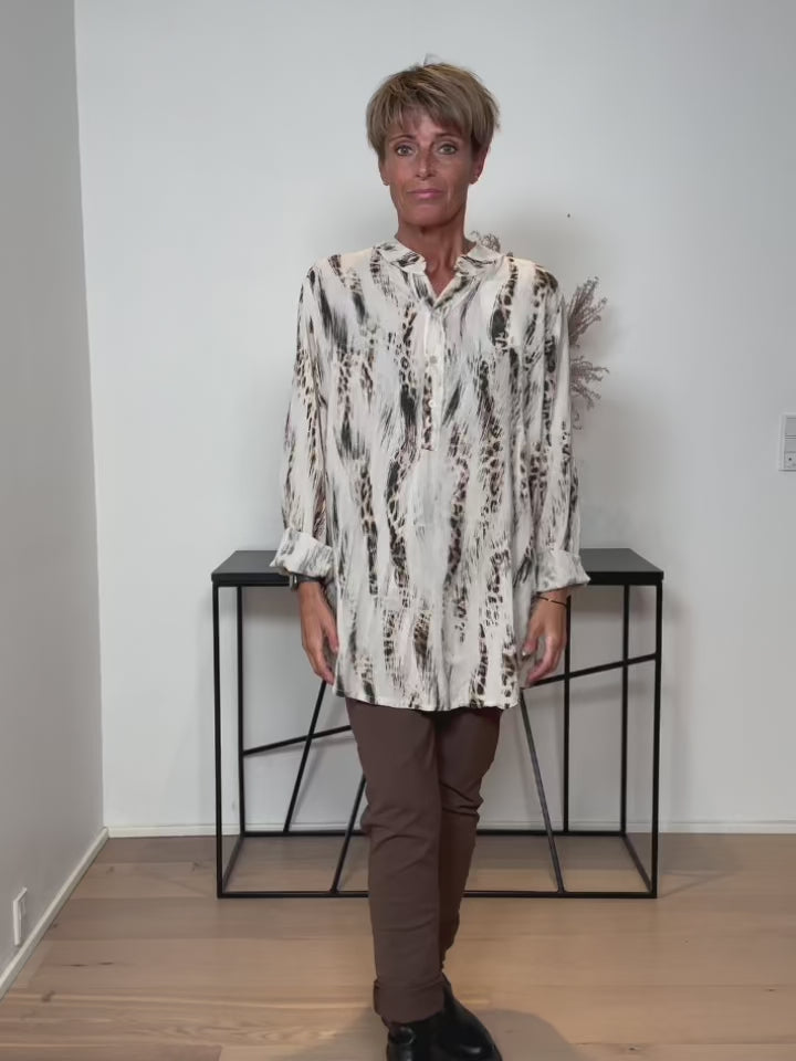 Baghuset Viskose Bluse Creme Mønster PP