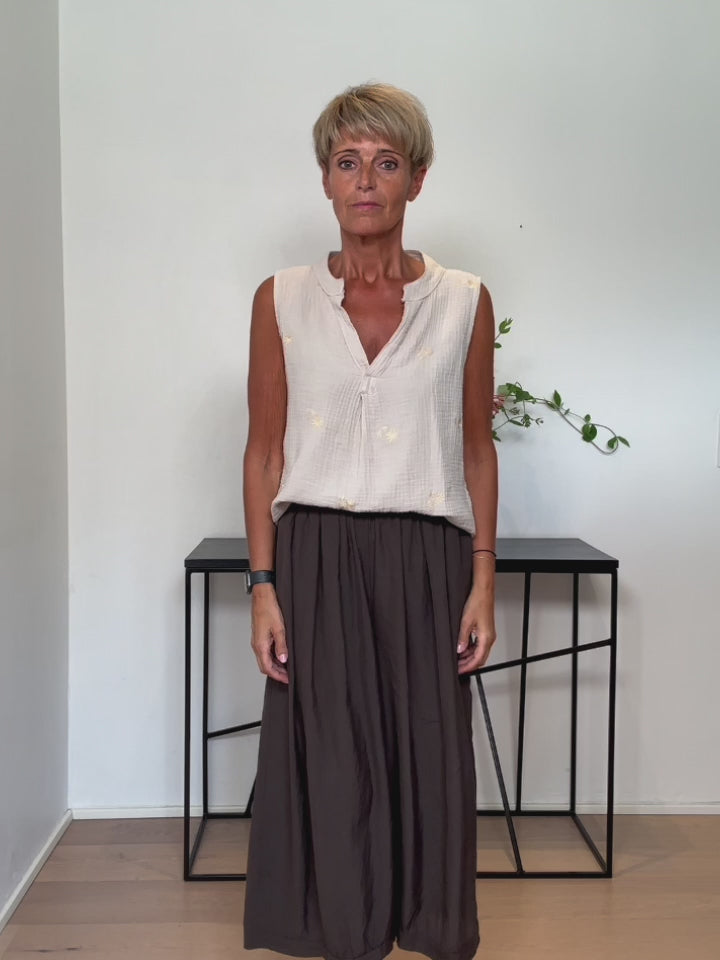 Baghuset Ensfarvet  Beige Tank Top SL