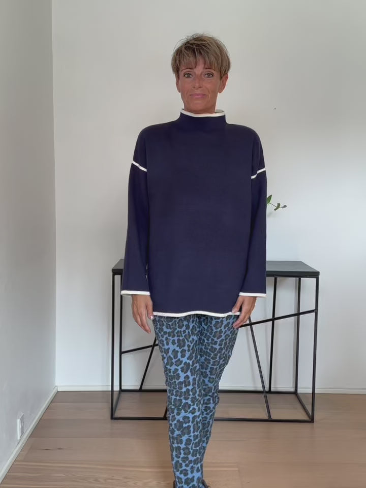Baghuset Navy Strik/Hvid Kant T