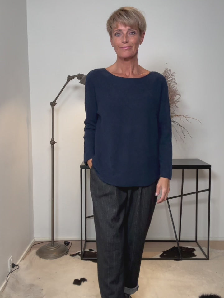Baghuset Strik Rund Hals Navy LN