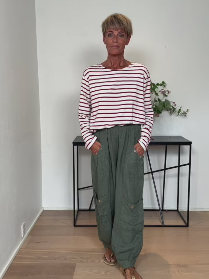 Baghuset Stribet LS Bluse Bougonge CB