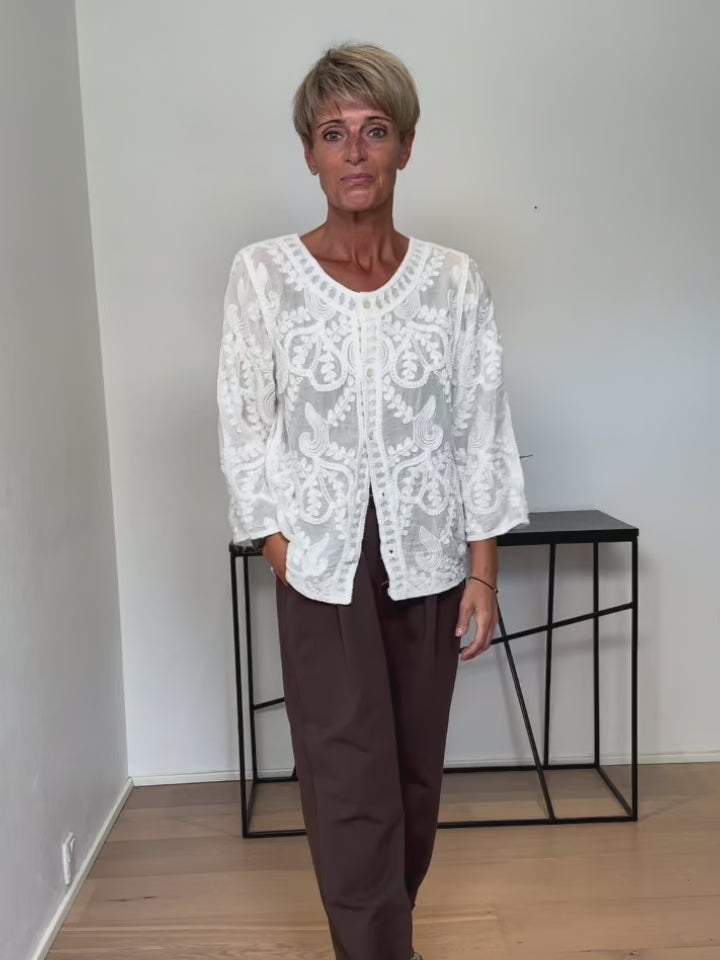 Baghuset Hæklet Cardigan Hvid FM