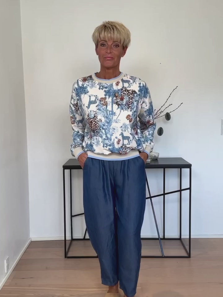 Baghuset Leopard Sweat Shirt Blå /Motiv A