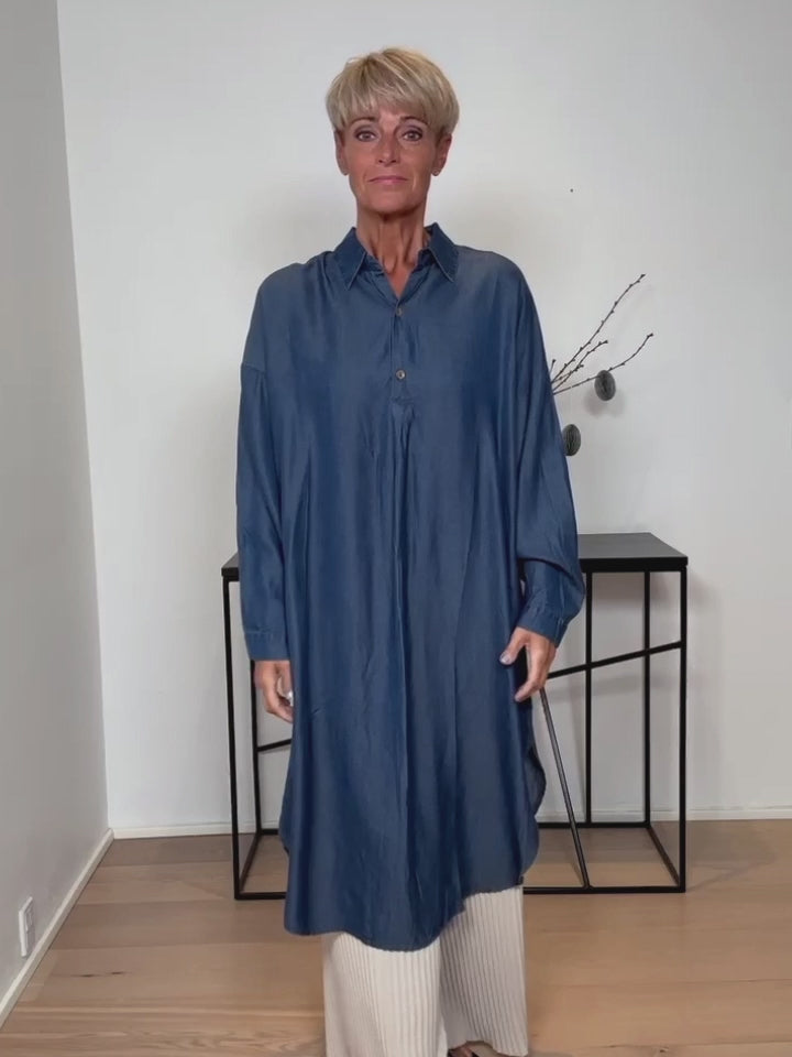 Baghuset Oversize Jeans Kjole Navy P