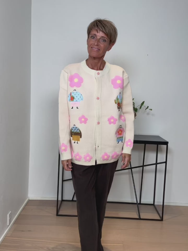 Baghuset Cardigan Beige Broderi