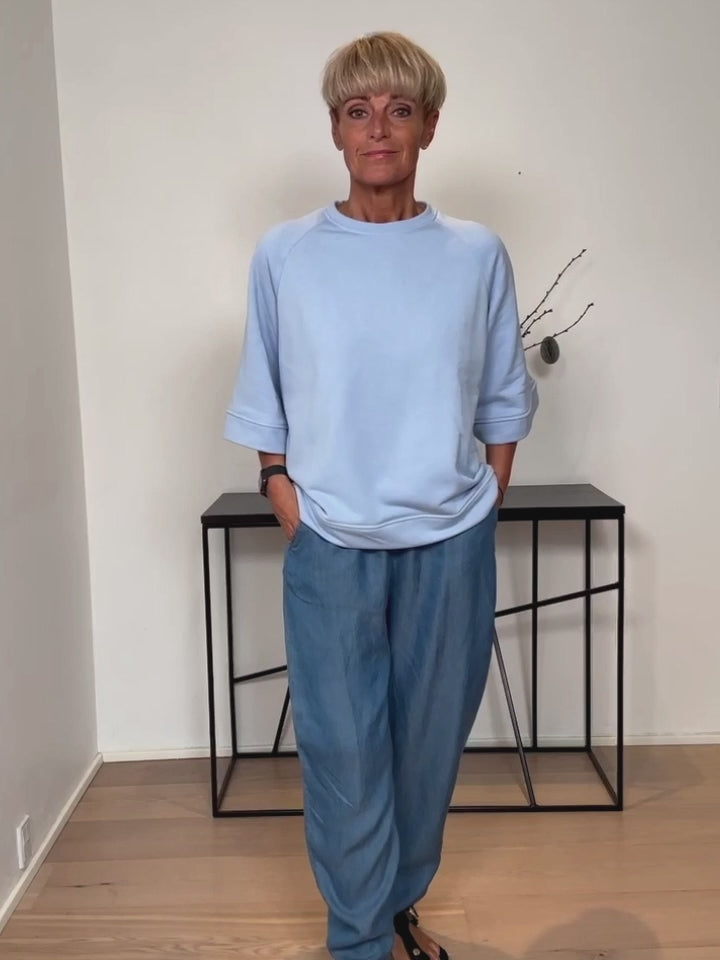 Baghuset Sweat Shirt L.Blå Kort Ærme F