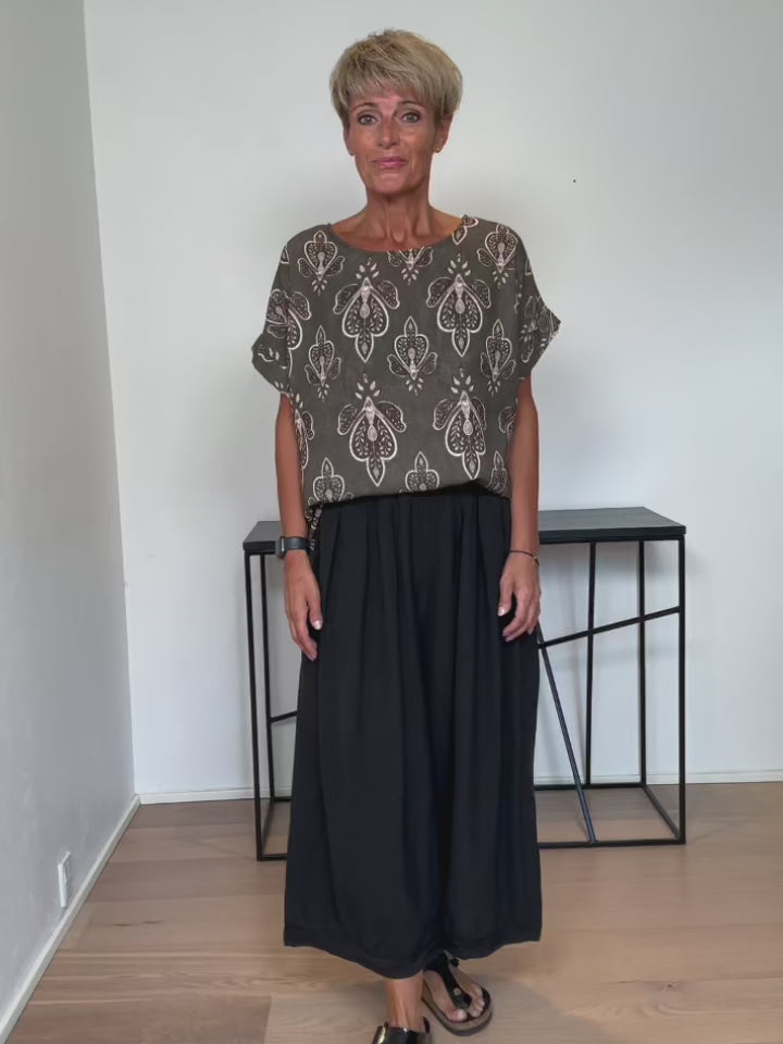 Baghuset Grøn Printet SS Bluse E