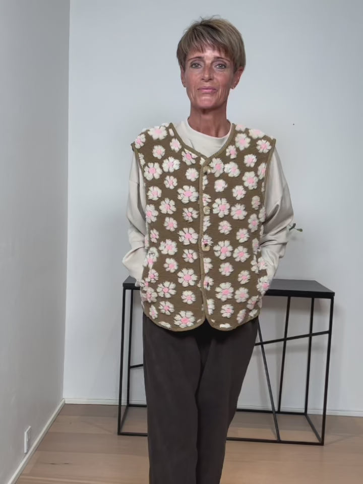 Baghuset Retro Fleece Vest Camel B