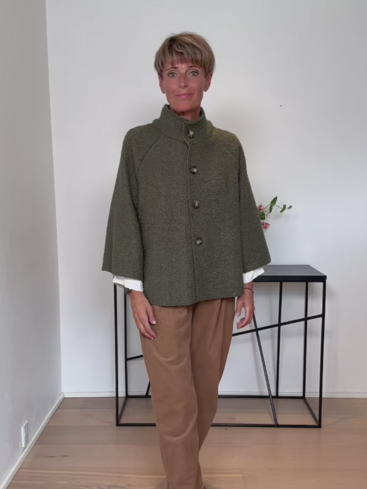 Baghuset Boucle Jakke Grøn C