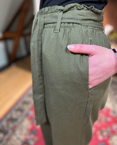 JDY Say Linen Belt Pant Army