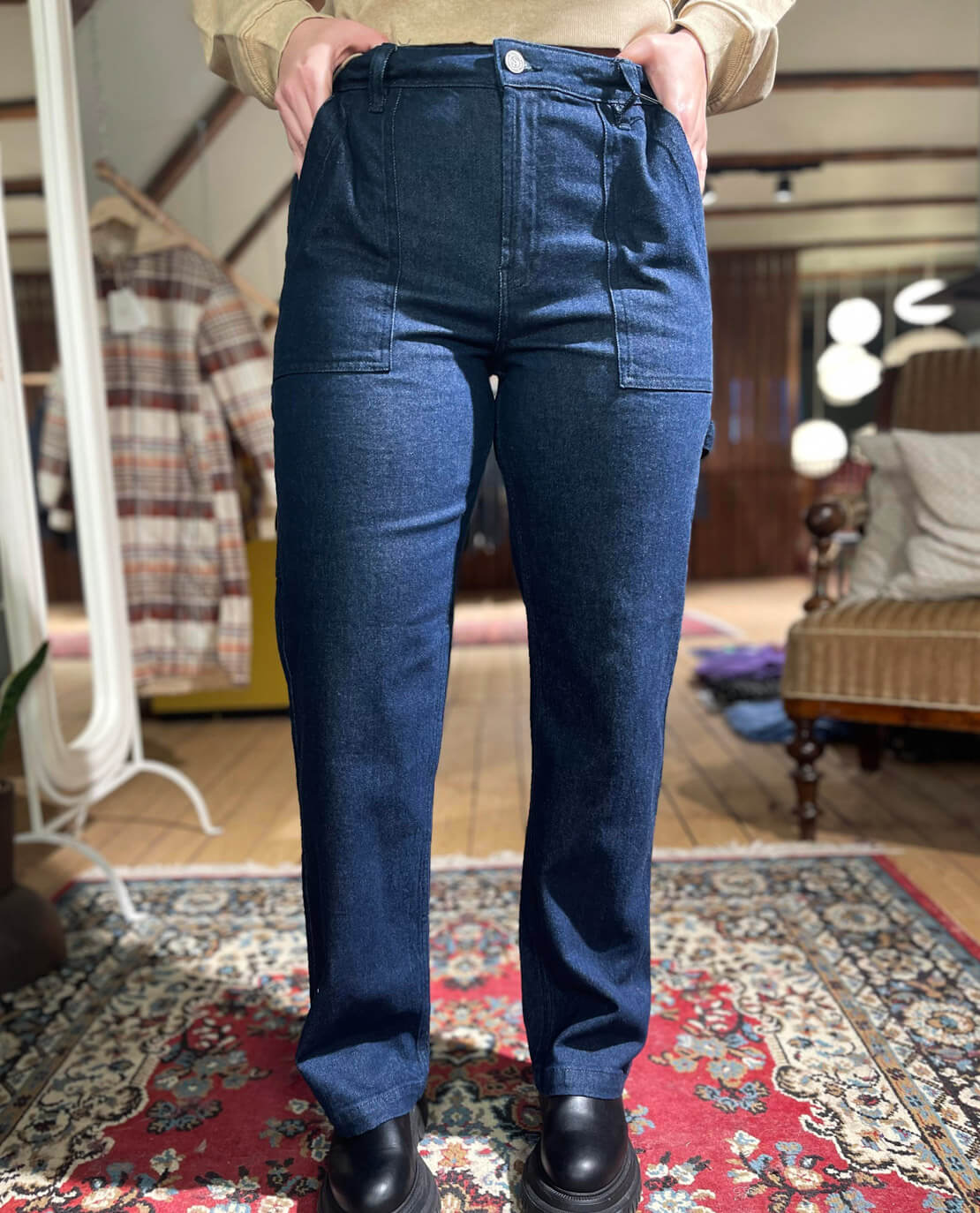 Sisters Point Olise -JE1 Jeans Unwashed Blue